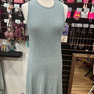 The Limited Gray Ribbed Midi Dress
